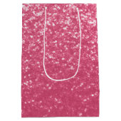 淡いピンクのバラフェイクスパークルグリッター ミディアムペーパーバッグ (裏面)