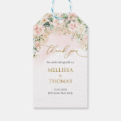 淡いピンクのバラモダン書の結婚台本 ギフトタグ (裏面)