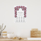 淡いピンクのバラ結婚の座席表 ポスター (キッチン)