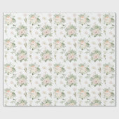 淡いピンクのバラ オン ホワイト ラッピングペーパー (フラット)