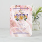 淡いピンクのバラ（紫のアクセント付き） 招待状 (スタンド正面)
