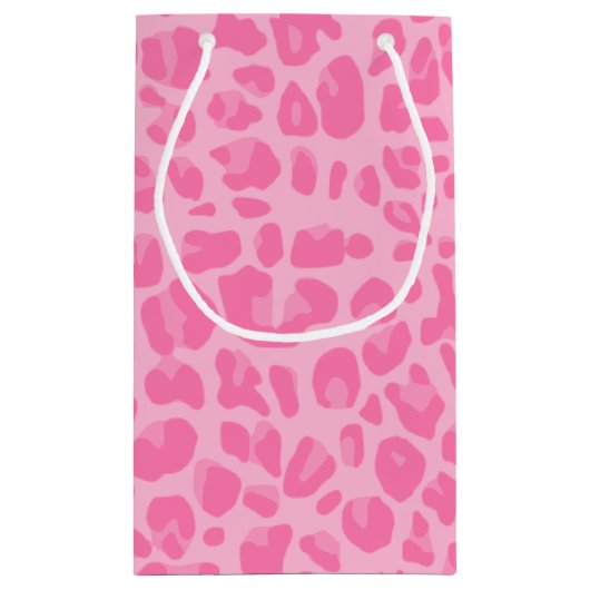 淡いピンクのヒョウのプリントパターン スモールペーパーバッグ (裏面)