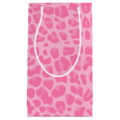 淡いピンクのヒョウのプリントパターン スモールペーパーバッグ (正面)