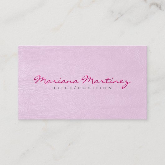 淡いピンクのフェイクレザールックテクスチャ 名刺 (正面)