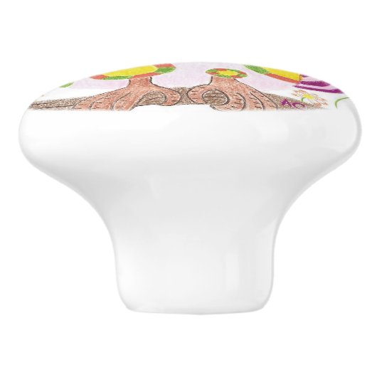 淡いピンクのフクロウの子供部屋部屋の陶磁器のノブ セラミックノブ (側面)