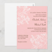 淡いピンクのフローラ結婚式招待状 招待状 (正面/裏面)