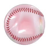 淡いピンクのプラスチックの背景 野球ボール (正面左)
