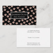 淡いピンクのペットのポーパターン(黒) 名刺 (正面/裏面)