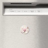 淡いピンクのモクレンの水彩花 マグネット (インサイチュ (食洗機))