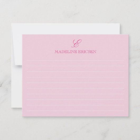 淡いピンクのモノグラムが並んだ ノートカード (正面)