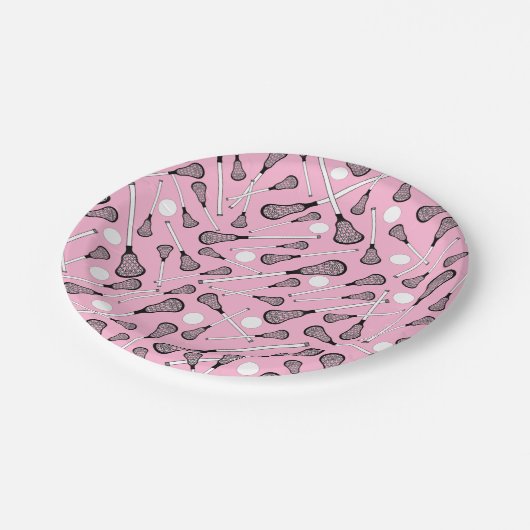 淡いピンクのラクロス ペーパープレート (アングル)