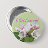 淡いピンクのリンゴの花の花嫁メイド 缶バッジ (正面&裏面)