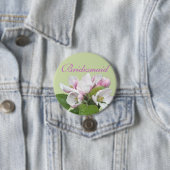 淡いピンクのリンゴの花の花嫁メイド 缶バッジ (インサイチュ)