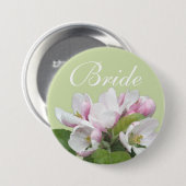 淡いピンクのリンゴの花の花嫁結婚のボタン。 缶バッジ (正面&裏面)