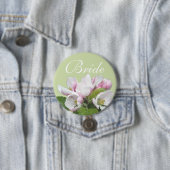 淡いピンクのリンゴの花の花嫁結婚のボタン。 缶バッジ (インサイチュ)