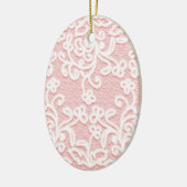 淡いピンクのレース、白、ヴィンテージ、かわいいビクトリア時代の人、ガーリー セラミックオーナメント (左)