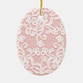淡いピンクのレース、白、ヴィンテージ、かわいいビクトリア時代の人、ガーリー セラミックオーナメント (正面)