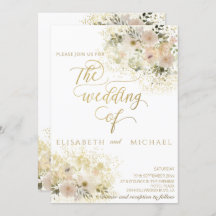 淡いピンクのロマンチックな花のゴールドのカリグラフィー