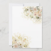 淡いピンクのロマンチックな花モチーフのゴールドのカリグラフィー 招待状 (裏面)