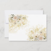 淡いピンクのロマンチックな花モチーフのゴールドカリグラフィー 出欠カード (裏面)