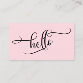 淡いピンクの上品な筆記体タイポグラフィー Hello 名刺