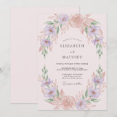 淡いピンクの優しい春の結婚式 招待状 (正面/裏面)