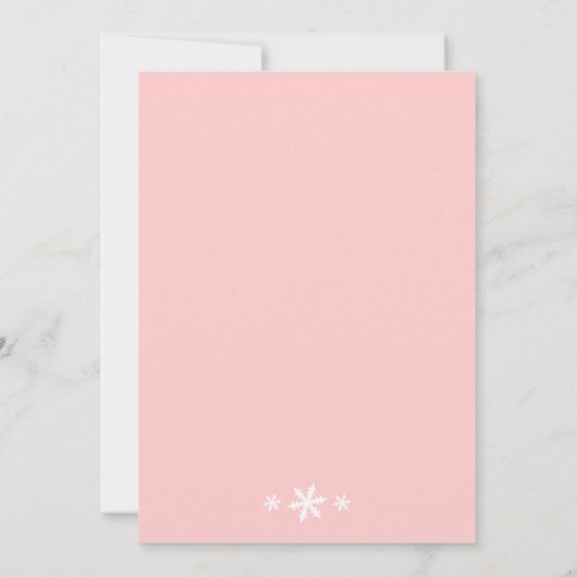 淡いピンクの冬のレースの誕生日のパーティの招待状- 招待状 (裏面)