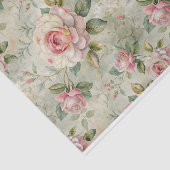 淡いピンクの大きなバラが薄い緑の背景に 薄葉紙 (詳細)