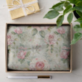 淡いピンクの大きなバラが薄い緑の背景に 薄葉紙 (ギフト)