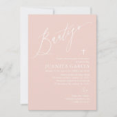 淡いピンクの女の子の洗礼招待状 招待状 (正面)