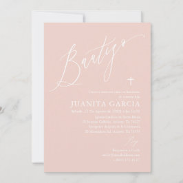 淡いピンクの女の子の洗礼招待状 招待状