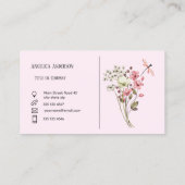 淡いピンクの女性の水色ワイルドフラワーメドウ 名刺 (裏面)