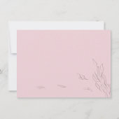 淡いピンクの感謝を表す手描きの葉のエレガント サンキューカード (裏面)