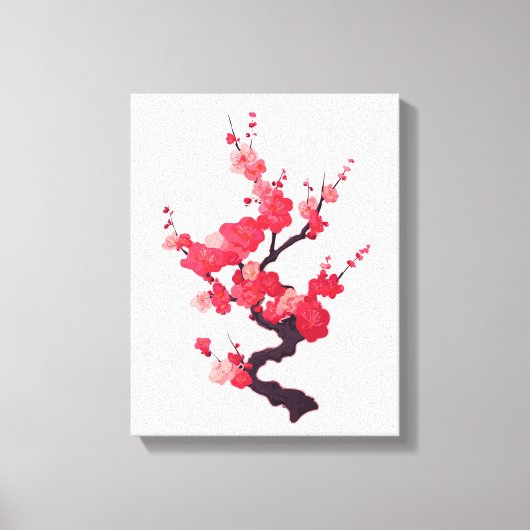 淡いピンクの日本の桜の小枝 キャンバスプリント (正面)