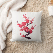 淡いピンクの日本の桜の小枝 クッション (ブランケット)