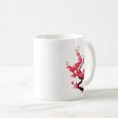 淡いピンクの日本の桜の小枝 コーヒーマグカップ (正面右)