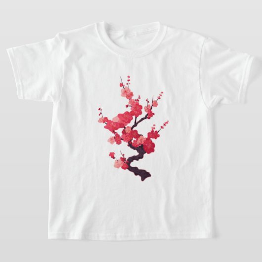 淡いピンクの日本の桜の小枝 Tシャツ (レイダウン)