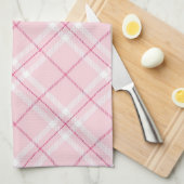 淡いピンクの格子縞 キッチンタオル (四つ折り)