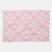 淡いピンクの格子縞 キッチンタオル (横)