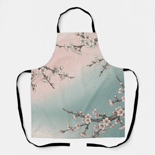 淡いピンクの桜の花と枝 エプロン (正面)