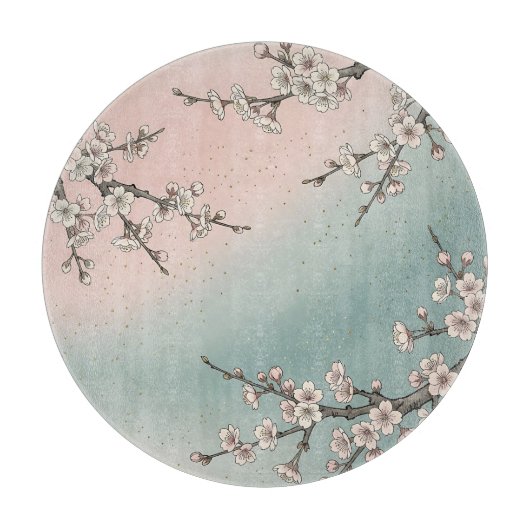 淡いピンクの桜の花と枝 カッティングボード (正面)