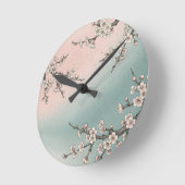 淡いピンクの桜の花と枝 ラウンド壁時計 (傾斜)