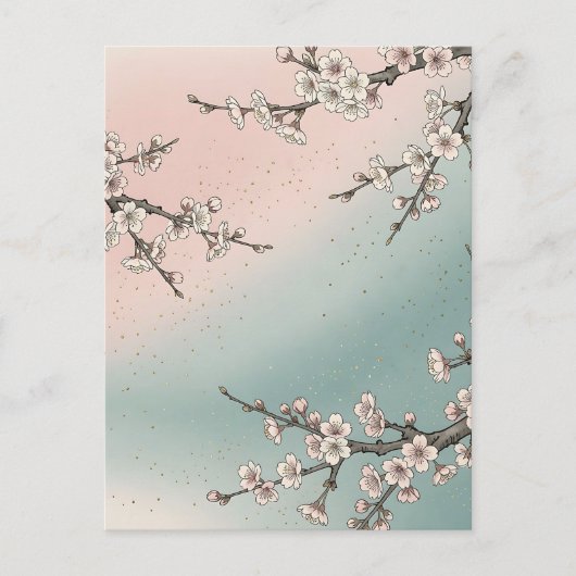 淡いピンクの桜の花 サクラの枝 ポストカード (正面)