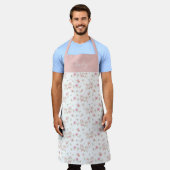 淡いピンクの水彩の花 エプロン (着用した状態)