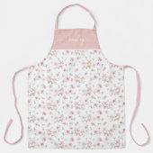 淡いピンクの水彩の花 エプロン (正面)