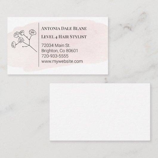 淡いピンクの水彩名刺 名刺 (正面/裏面)