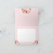 淡いピンクの水彩花のベイビーシャワー サンキューカード (内部)