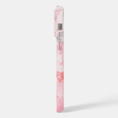 淡いピンクの水彩花柄 iPhoneケース (左側面)