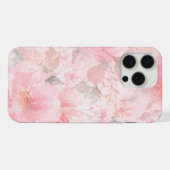 淡いピンクの水彩花柄 iPhoneケース (裏面横)