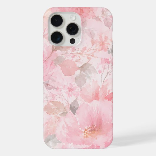 淡いピンクの水彩花柄 iPhoneケース (裏面)